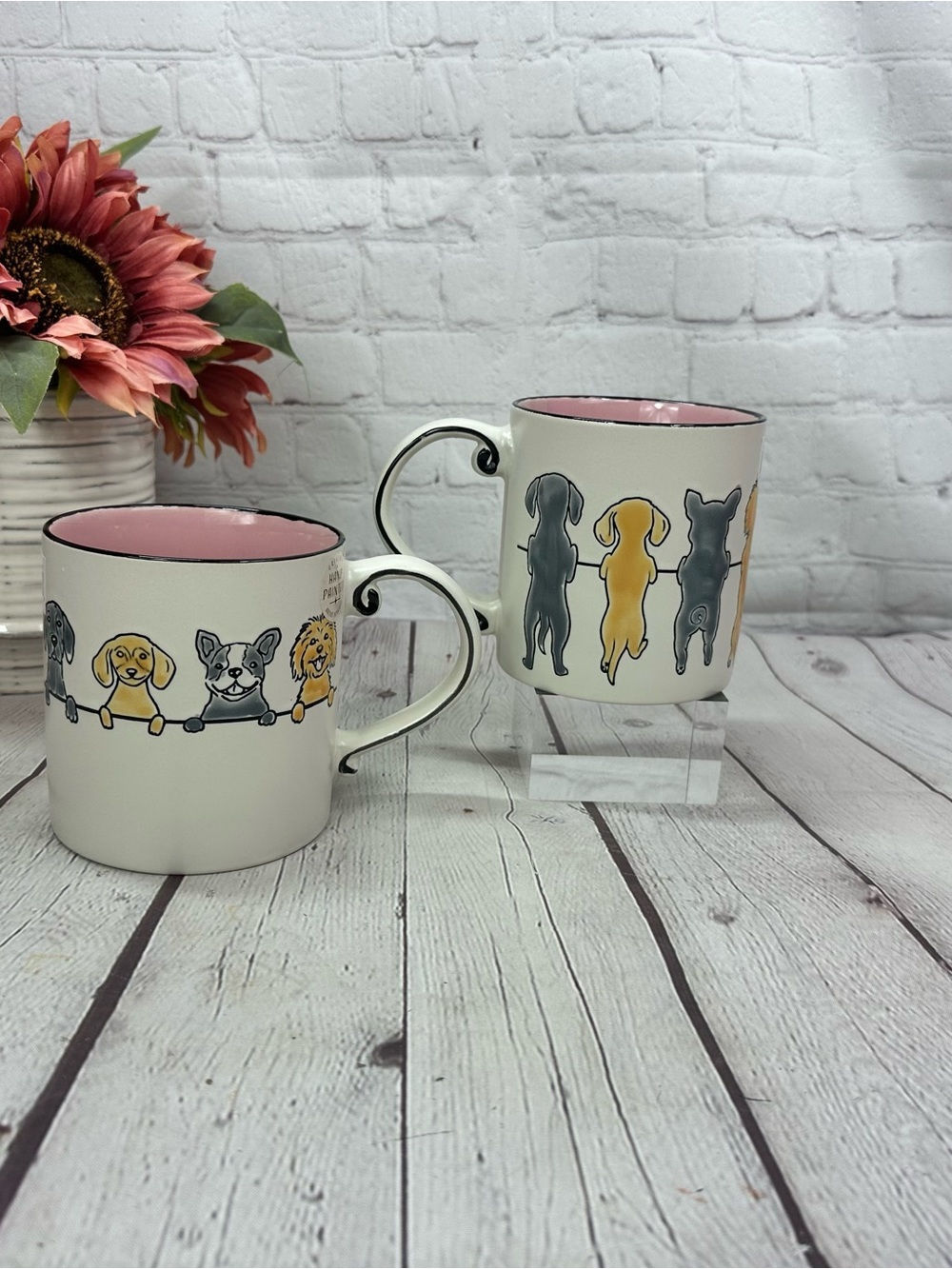 NWT spectrum designz doggie daycare Ceramic Mug hand painted pink